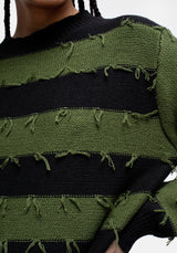 Nancy Stripe Oversized Jumper - Green and Black