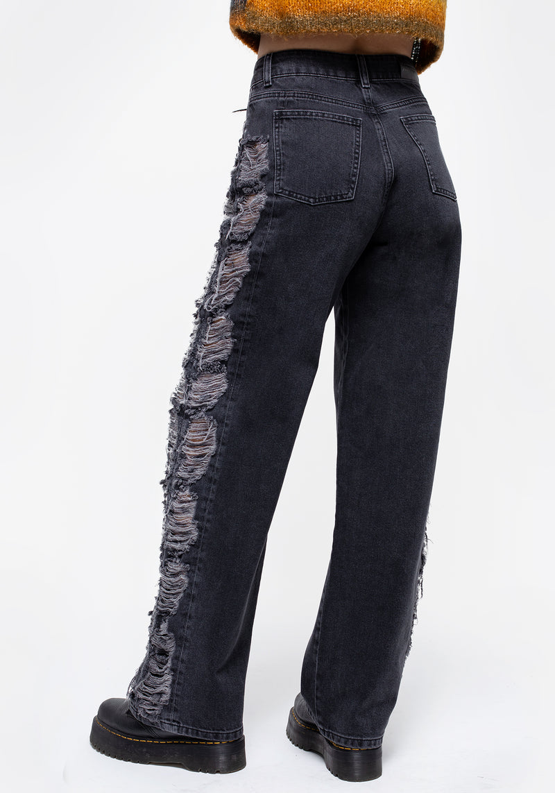 Mr. Right - Distressed Wide-Leg Jeans