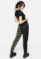 Mayflower Spliced Check High Waist Tapered Trousers