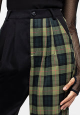 Mayflower Spliced Check High Waist Tapered Trousers