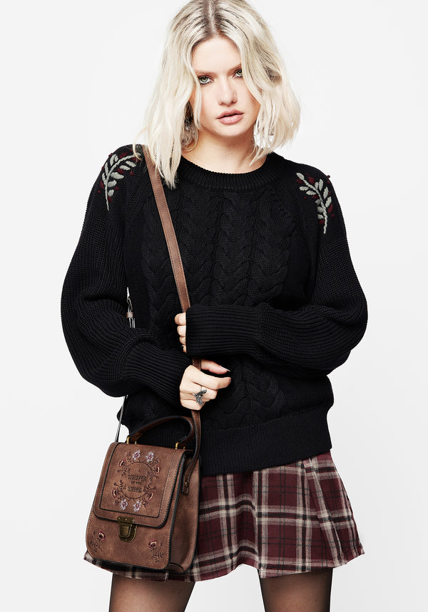 Patrice Embroidered Cable Knit Sweater