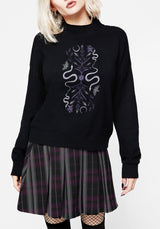 Dominion Snake Embroidered Knit Sweater