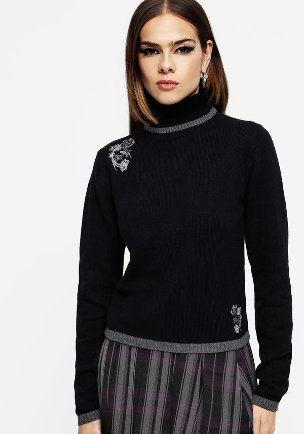 Vampyrum Bat Embroidered Knit Sweater