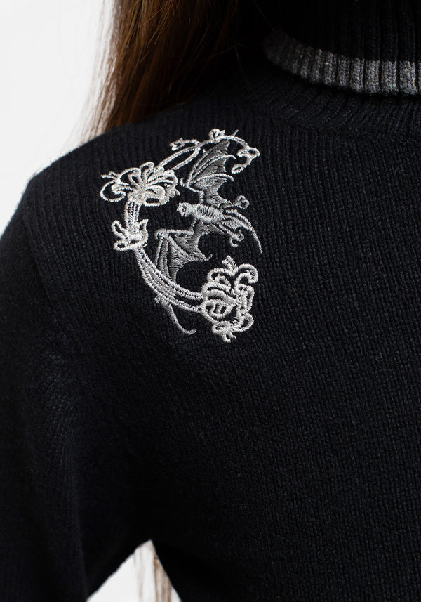 Vampyrum Bat Embroidered Knit Sweater