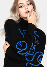 Blaze Flame Knit Sweater - Blue