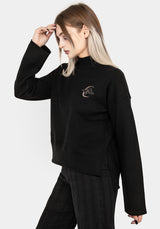 Lachrymose Embroidered Mock Neck Sweater