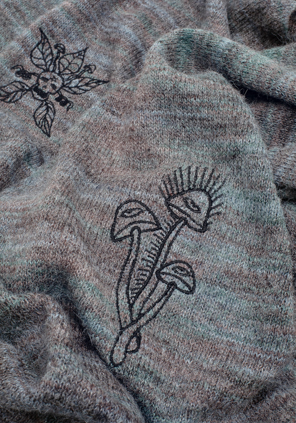 Mandragore Embroidered Knit Scarf