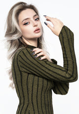 Myrsina Plated Rib Knit Top