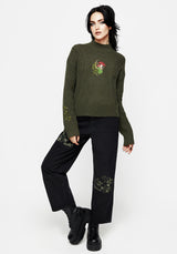 Swamplife Embroidered Cable Knit Relaxed Sweater