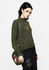 Swamplife Embroidered Cable Knit Relaxed Sweater