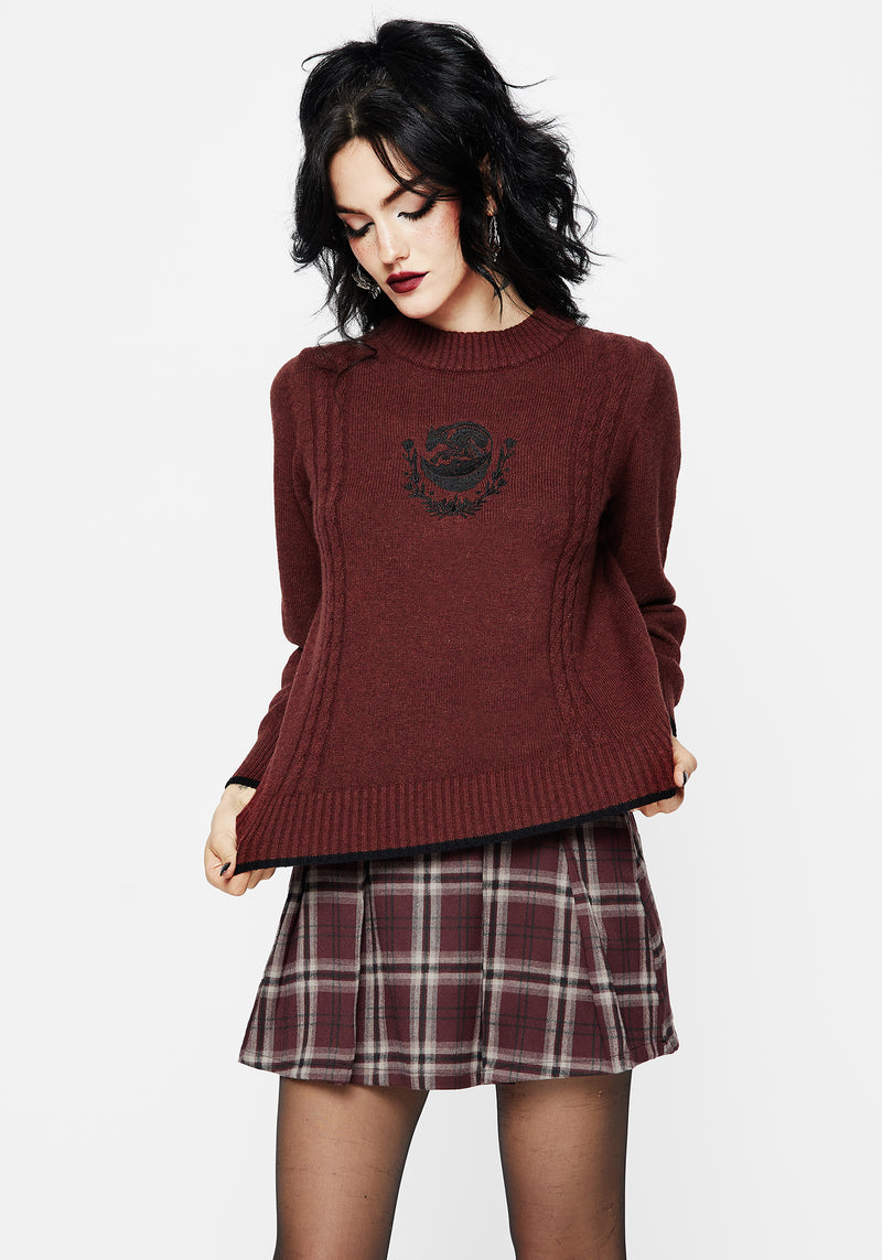 Foxfire Embroidered Cable Knit Sweater