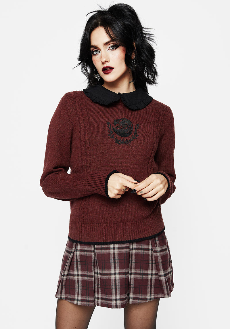 Foxfire Embroidered Cable Knit Sweater