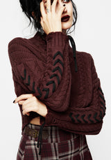 Skulk Distressed Cable Knit Crop Sweater