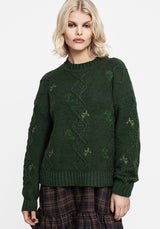 Barberry Embroidered Diamond Knit Sweater