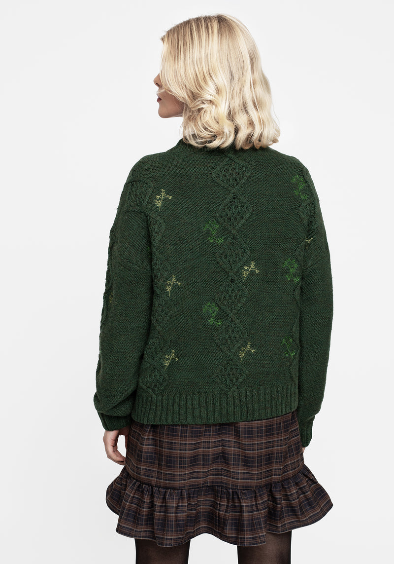 Barberry Embroidered Diamond Knit Sweater