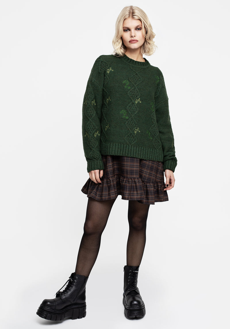 Barberry Embroidered Diamond Knit Sweater