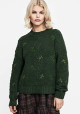 Barberry Embroidered Diamond Knit Sweater