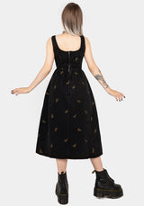 Osmunda Fern Embroidered Lace Up Midi Pinafore Dress