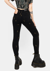 Osmunda Fern Embroidered Denim Skinny Jeans