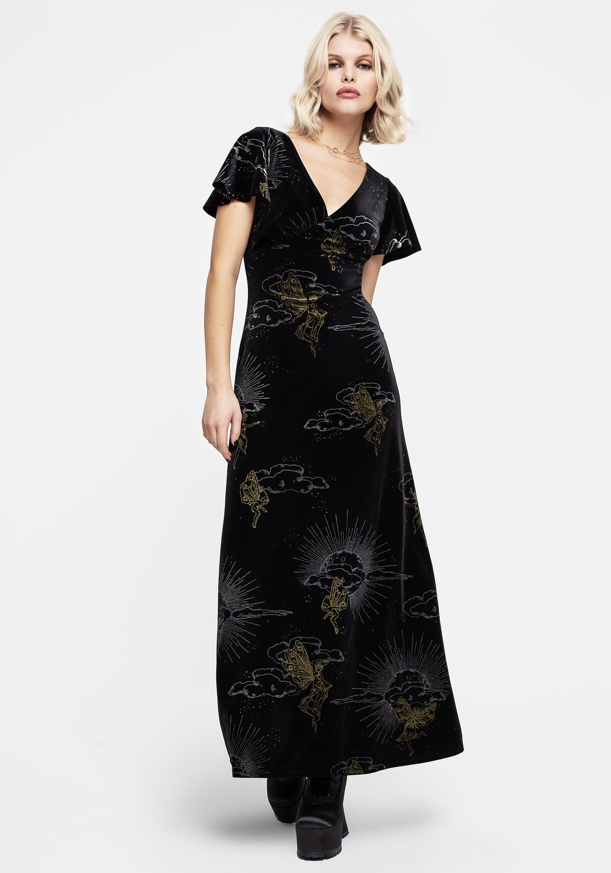 Fashion district day short sleeve maxi dress