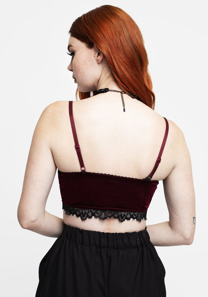 Fallen Velour Cross Charm Bralet