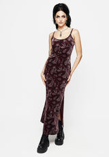 Deception Snake Foil Print Velour Maxi Slip Gown