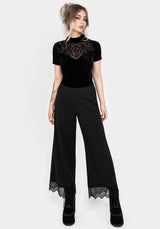 Cameo Floral Flocked Mesh Velour High Neck Top