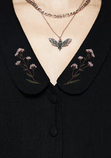 Penstemon Floral Embroidered Collar Top