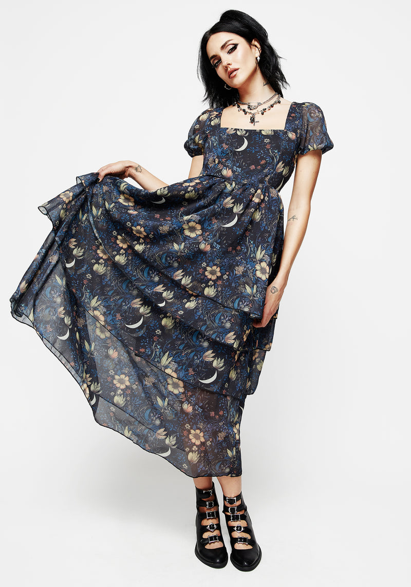 Primrose Floral Chiffon Layered Midaxi Dress