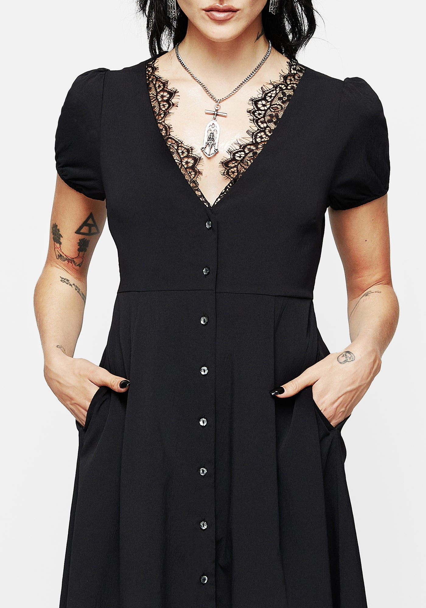 Taissa Floral Lace Button Up Midaxi Dress Disturbia