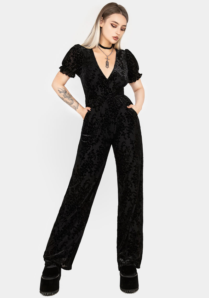 Lilias Devoré Velour Mesh Jumpsuit