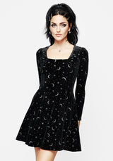 Constellation Glitter Print Velour Mini Dress