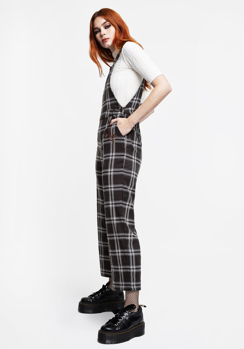 Persimmon Embroidered Check Dungarees