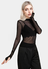 Necrosis High Neck Long Sleeve Mesh Top