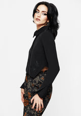 Linden Embroidered Collared Crop Shirt