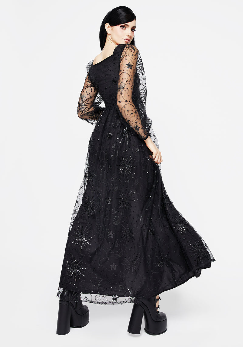 Sirius Sequined Faux Wrap Maxi Gown