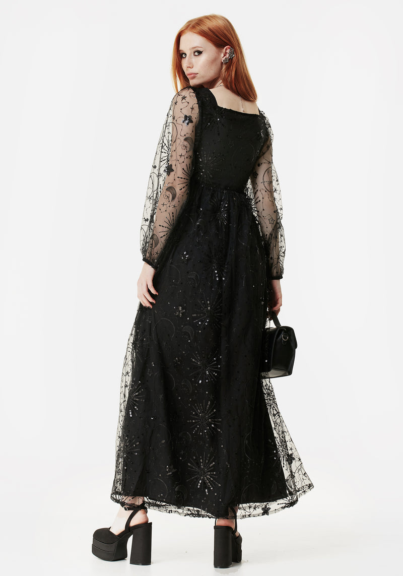 Sirius Sequined Faux Wrap Maxi Gown