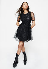 Sirius Sequined Puff Sleeve Mini Dress