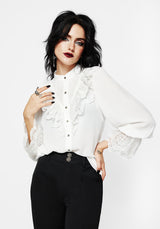 Constance Lace Frill Button Up Blouse Top