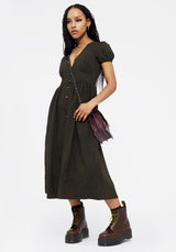 Gladys Button Up Midi Dress - Green