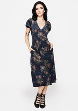 Cleome Floral Spiderweb Velour Corset Midi Dress