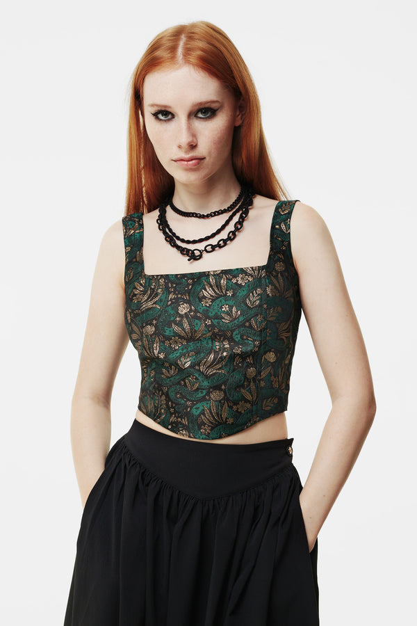 Rena Snake Jacquard Corset Top