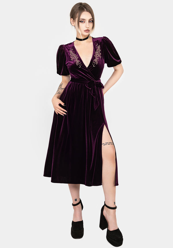 Hera Embroidered Midi Wrap Dress