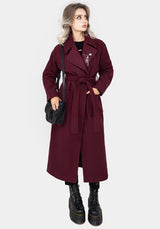 Oath Longline Belted Coat with Pin Brooch