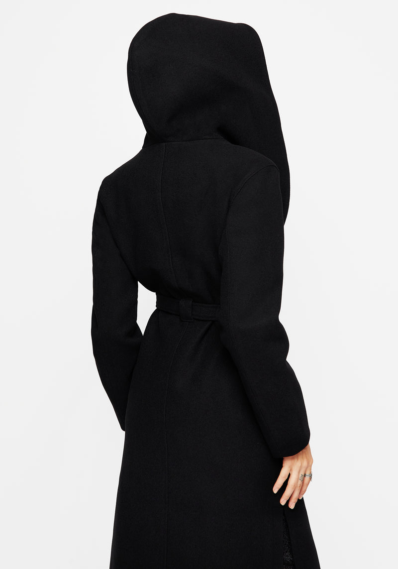 Hooded belted coat online