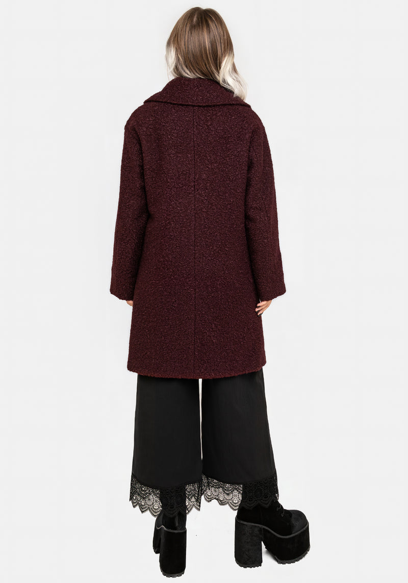 Gorgon Bouclé Oversized Coat - Red