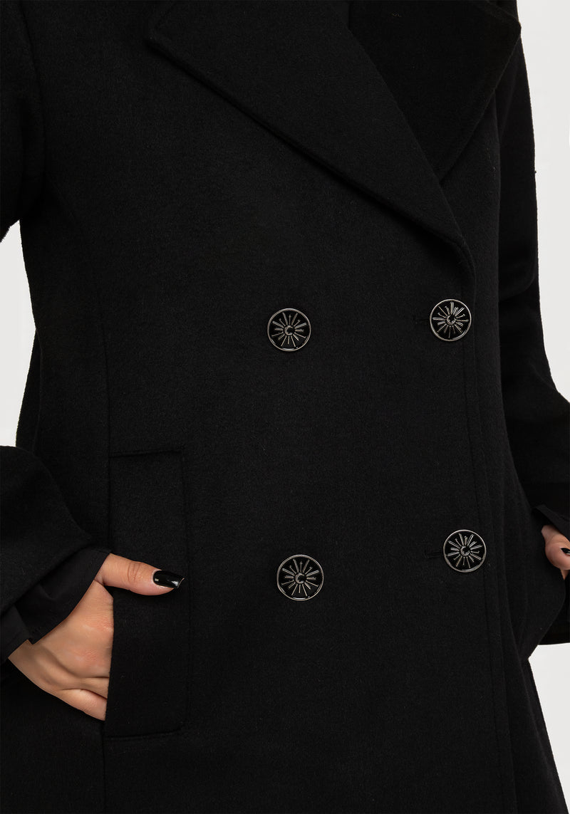 Theia Double Breasted Longline Wool Blend Coat