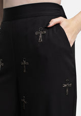 Ankh Beaded Chiffon Wide Leg Trousers