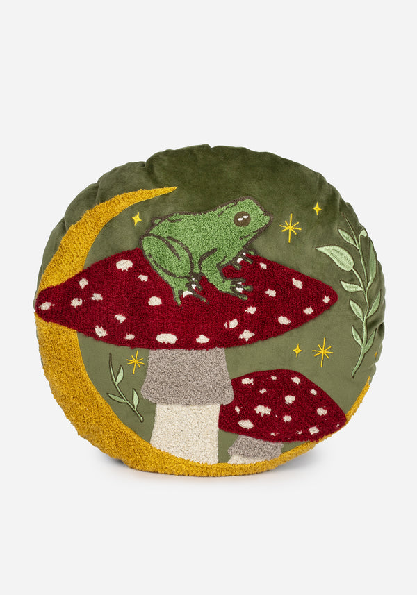 Swamplife Embroidered Velour Round Cushion