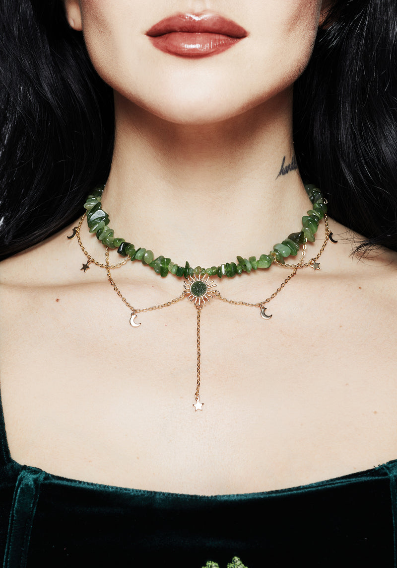 Aurora Gem Choker Necklace - Green